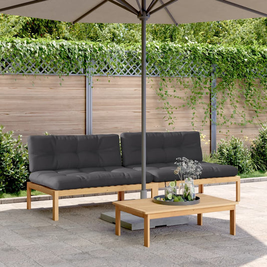Midtermoduler Til Pallesofa 2 Stk. Med Hynder Massivt Akacietræ Antracitgrå