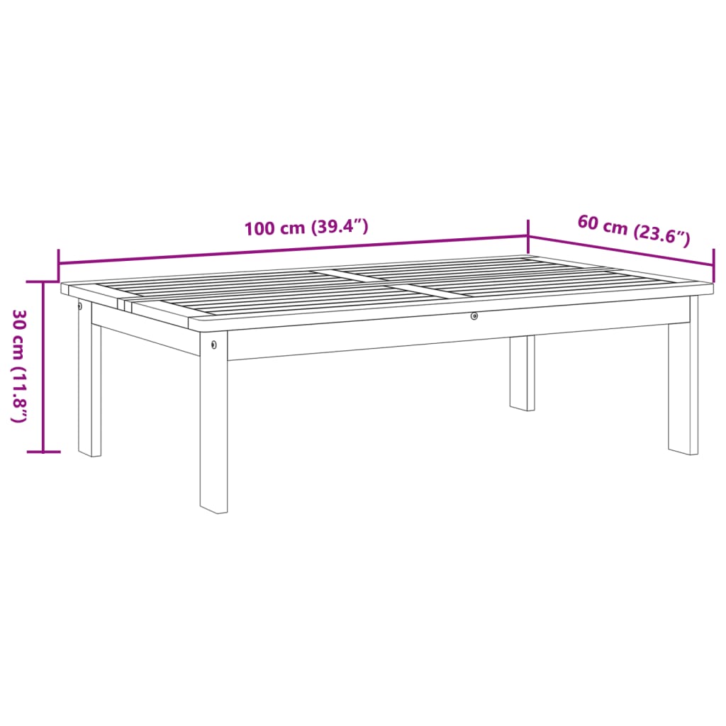 Havebord 100x60x30 Cm Massivt Akacietræ - Billede 7