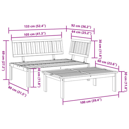 Sofamoduler 2 Stk. Til Pallesofa Massivt Akacietræ - Billede 9