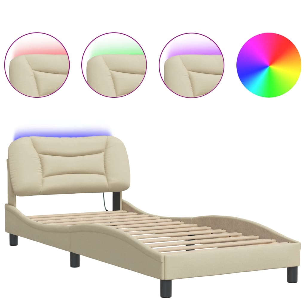 Sengeramme Med LED Uden Madras Hvar Stof - Billede 5