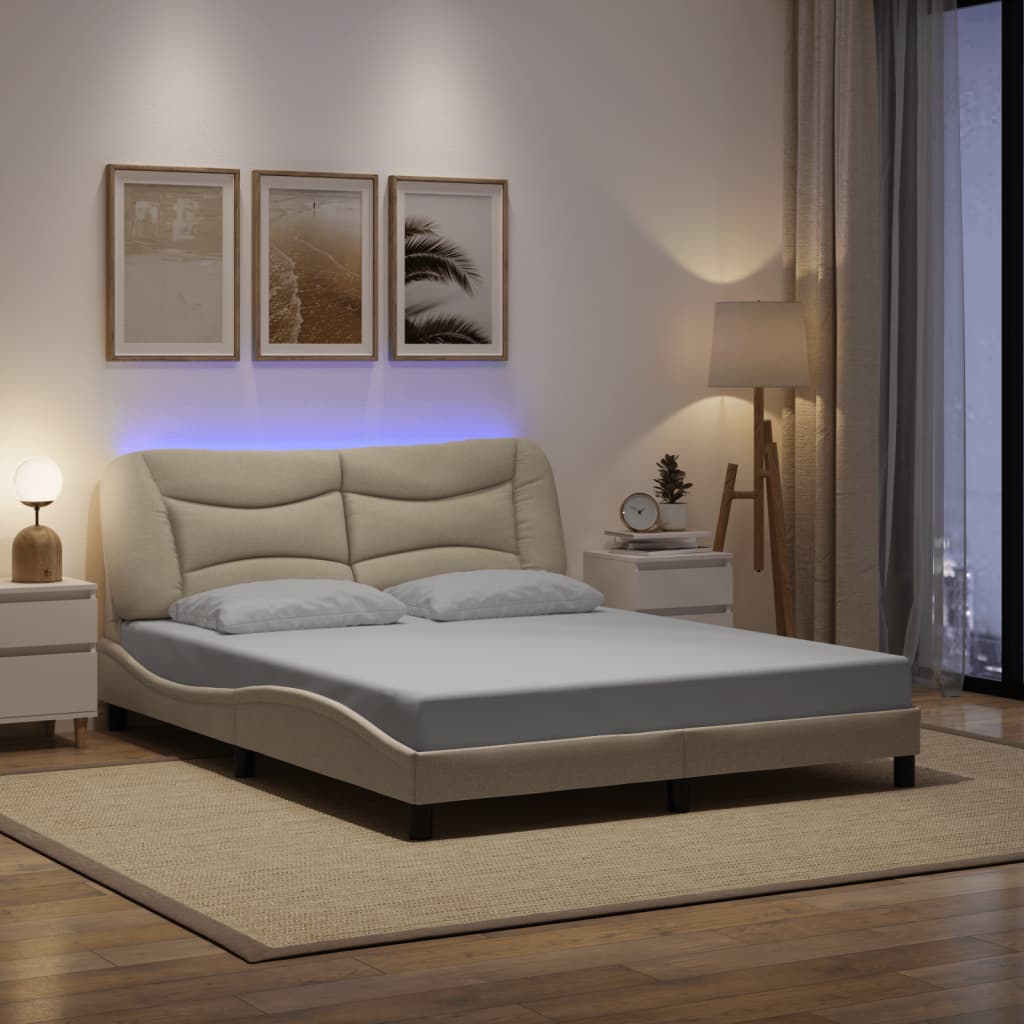 Sengeramme Med LED Uden Madras Hvar Stof - Variant 3213716