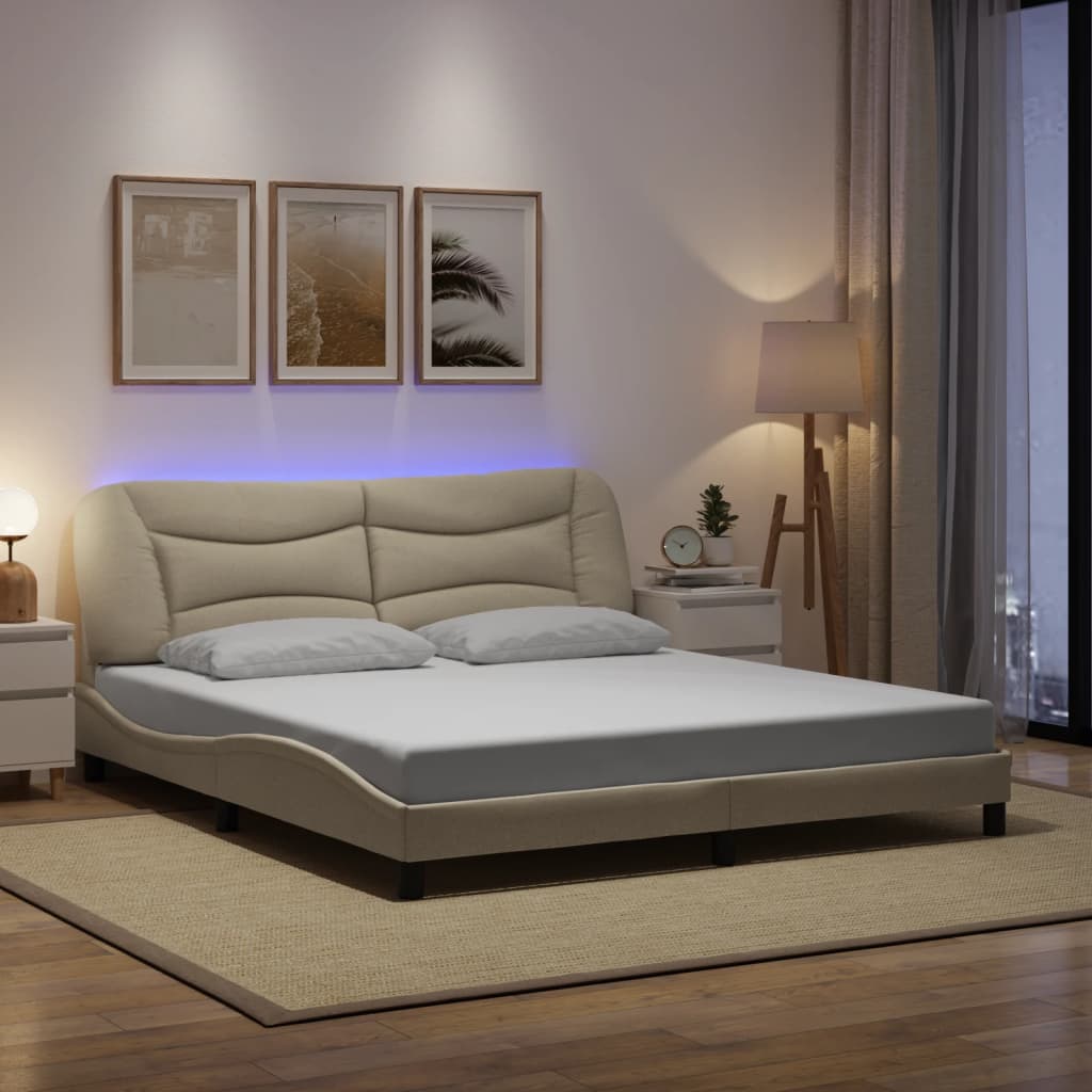 Sengeramme Med LED Uden Madras Hvar Stof - Variant 3213723