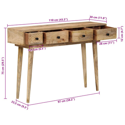 Konsolbord 110x30x75 Cm Massivt Mangotræ - Billede 11
