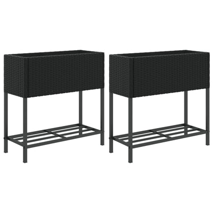 Plantekasser Med Hylde 70x28x70 Cm Polyrattan - Billede 2