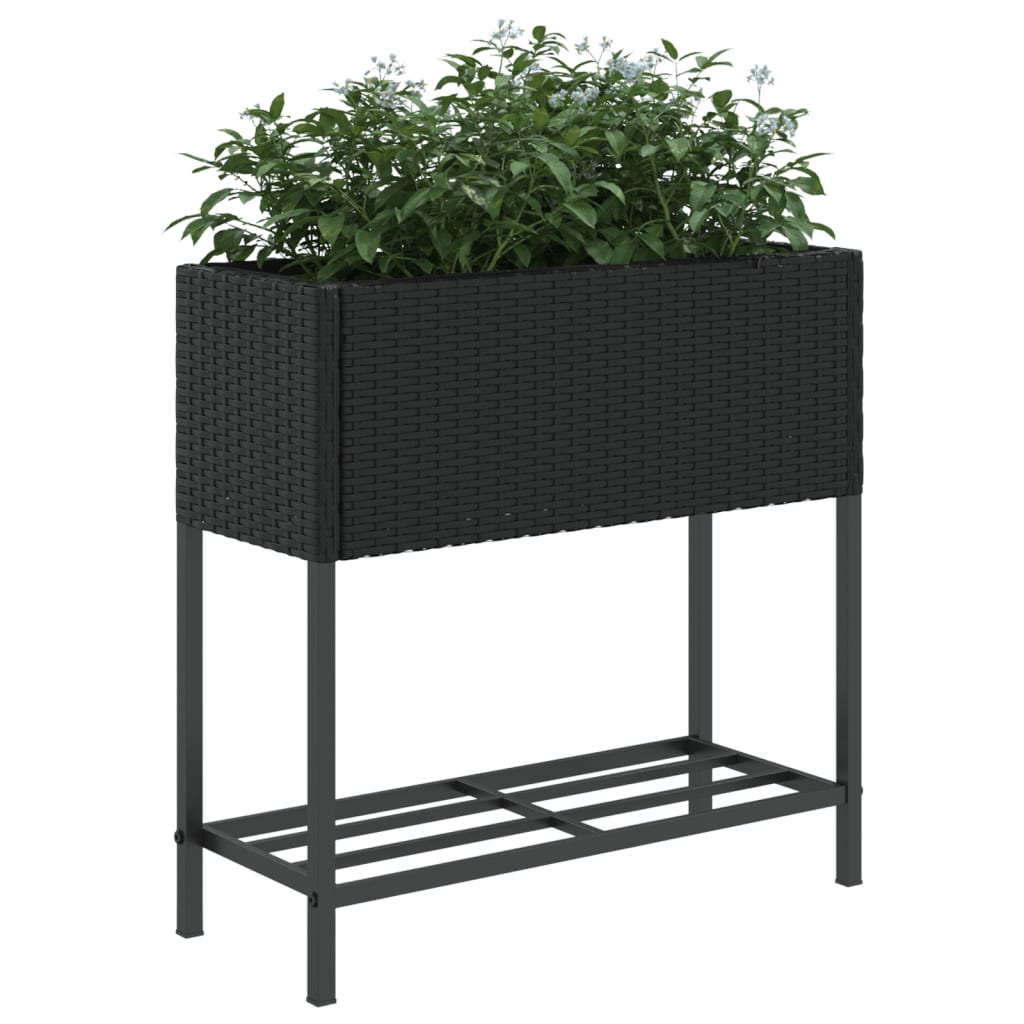 Plantekasser Med Hylde 70x28x70 Cm Polyrattan - Billede 4
