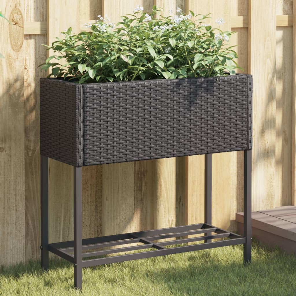 Plantekasser Med Hylde 70x28x70 Cm Polyrattan - Hovedbillede
