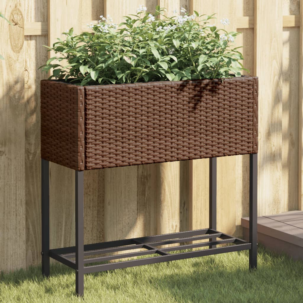 Plantekasser Med Hylde 70x28x70 Cm Polyrattan