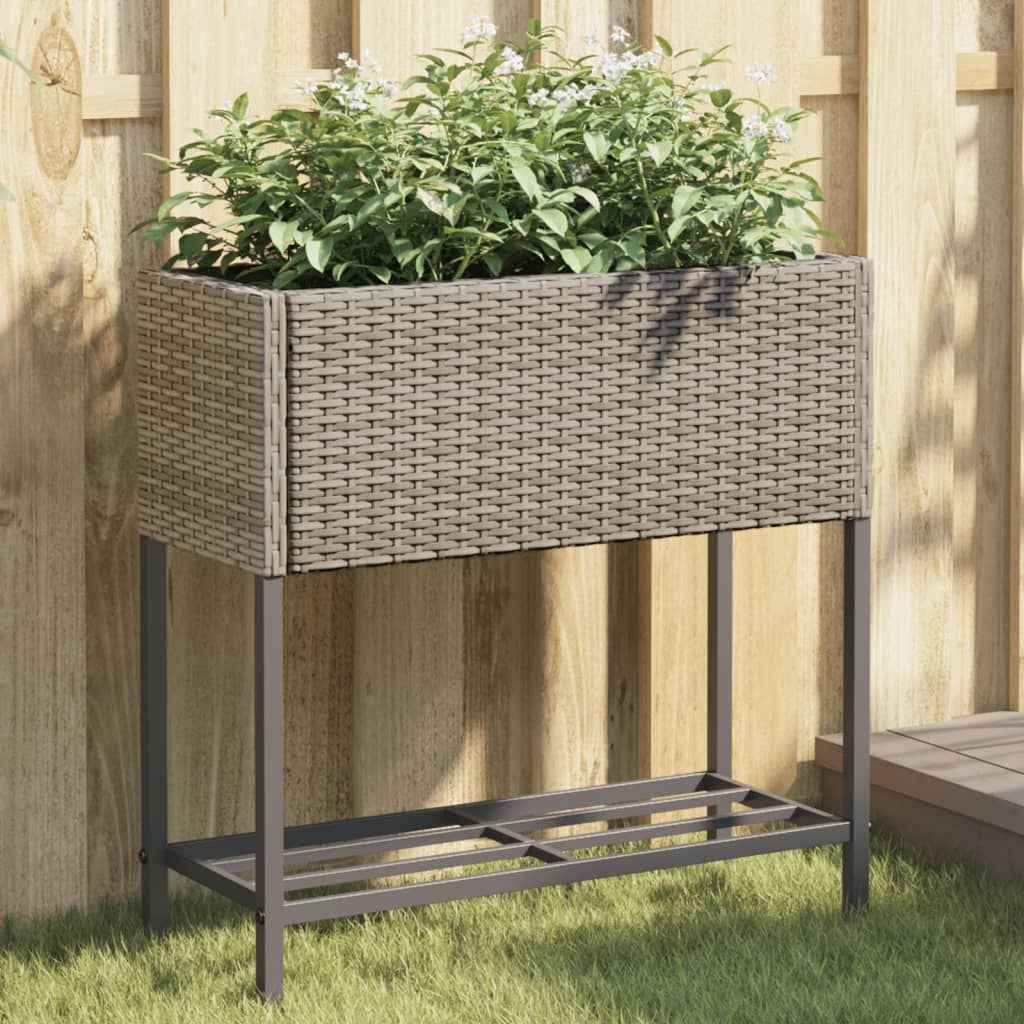 Plantekasser Med Hylde 70x28x70 Cm Polyrattan