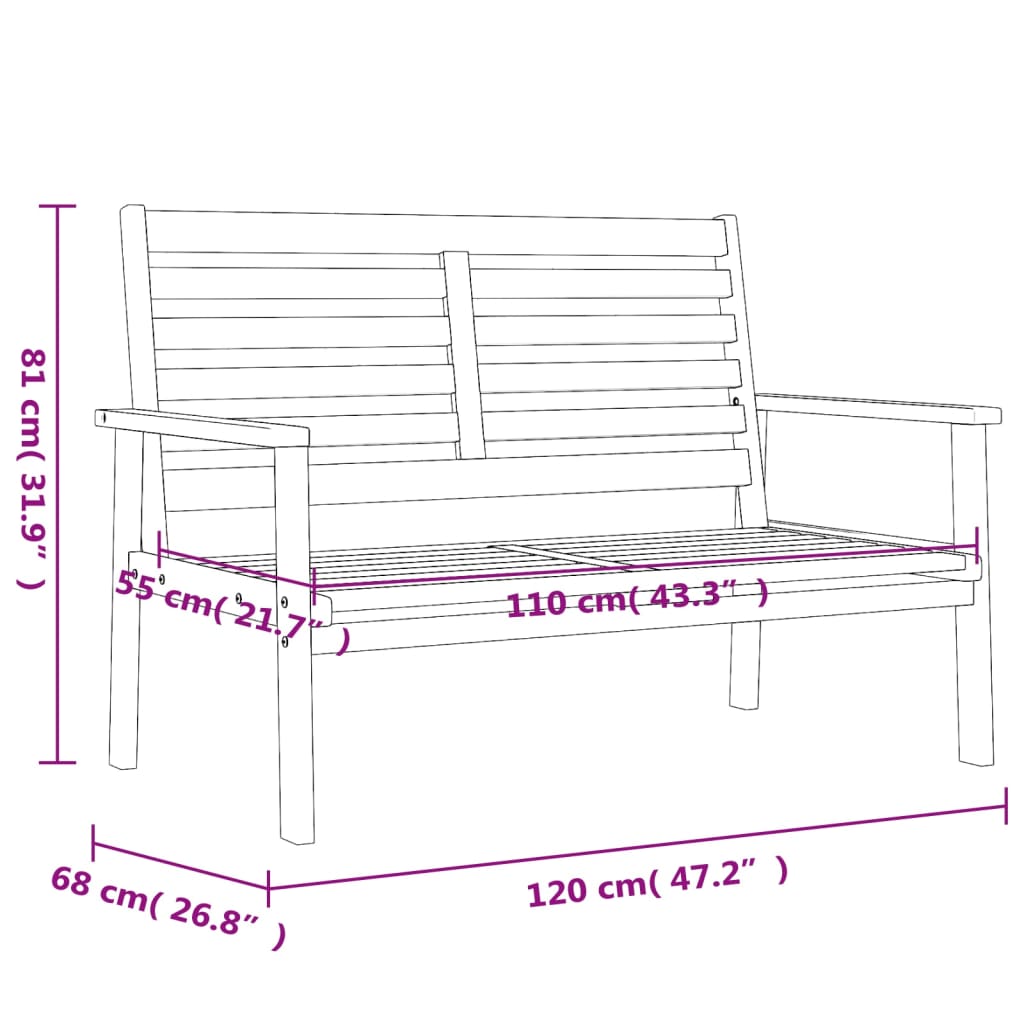 Havebænk 120 Cm Massivt Akacietræ