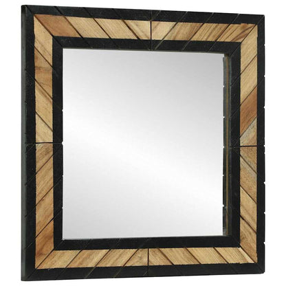 Spejl Med Spejl Sort Og Brunt 50 X 2 X 50 Cm Massivt Træ Akacie - Hovedbillede