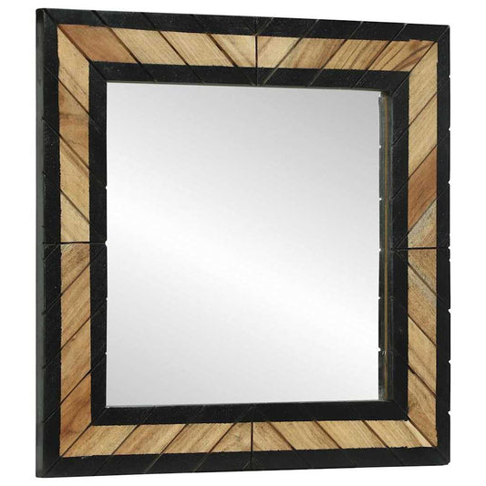 Spejl Med Spejl Sort Og Brunt 50 X 2 X 50 Cm Massivt Træ Akacie - Hovedbillede