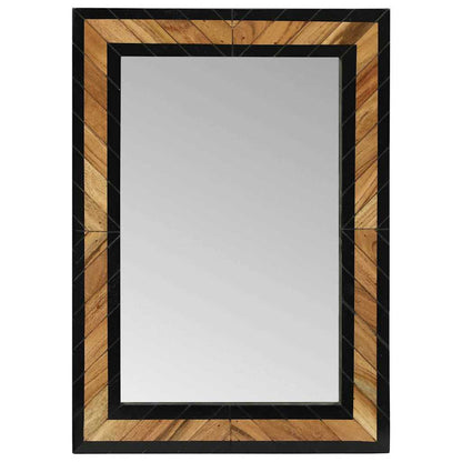 Spejl Med Spejl Sort Og Brunt 70 X 2 X 70 Cm Massivt Træ Akacie - Billede 4