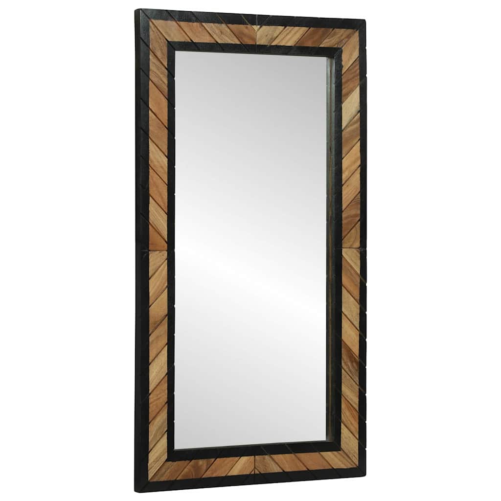 Spejl Med Spejl Sort Og Brunt 90 X 2 X 50 Cm Massivt Træ Akacie - Billede 2