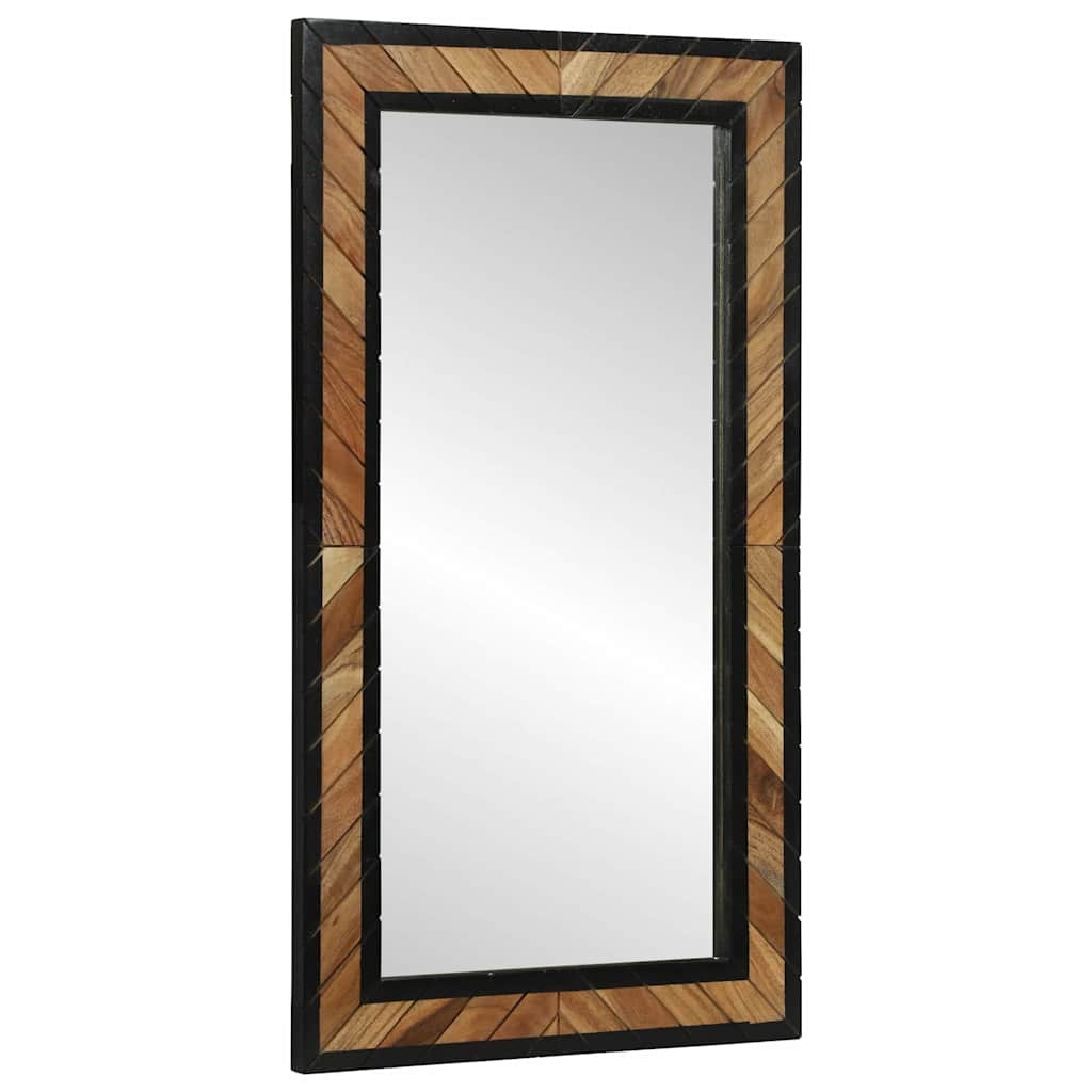 Spejl Med Spejl Sort Og Brunt 90 X 2 X 50 Cm Massivt Træ Akacie - Billede 3