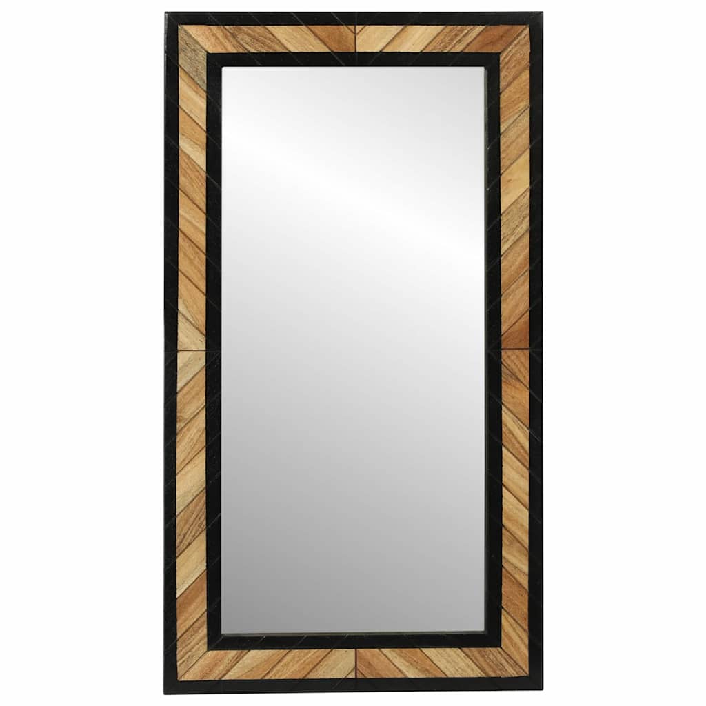 Spejl Med Spejl Sort Og Brunt 90 X 2 X 50 Cm Massivt Træ Akacie - Billede 4