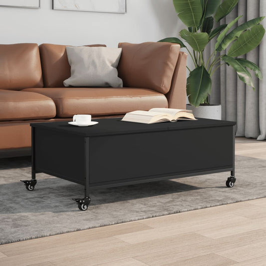 Sofabord Med Hjul 91X55X34 Cm Konstrueret Træ