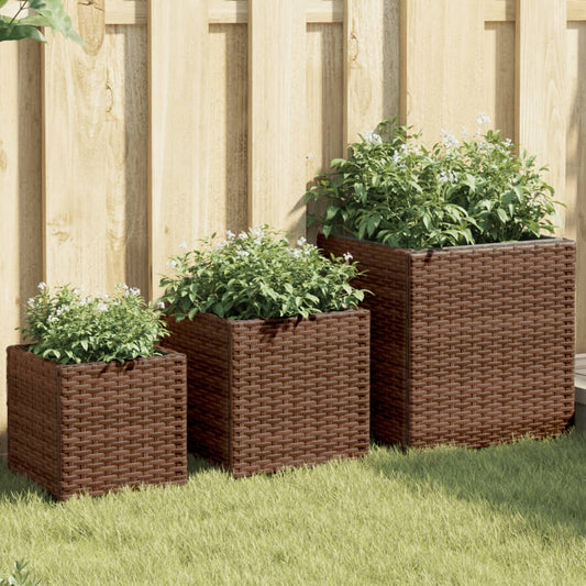 Plantekasser 3 Stk. Polyrattan