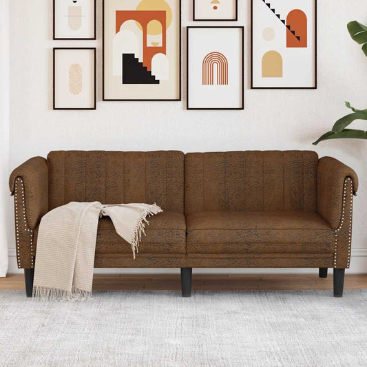2-personers Sofa Imiteret Ruskind Brun - Hovedbillede
