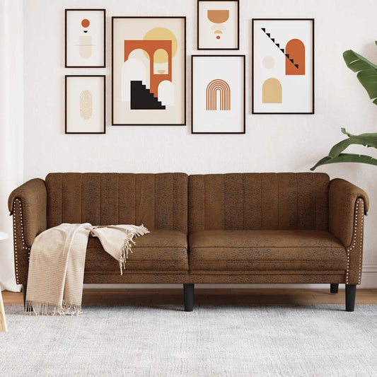 3-personers Sofa Imiteret Ruskind Brun - Hovedbillede