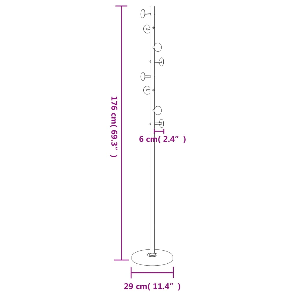 Stumtjener 176 Cm Pulverlakeret Jern - Billede 8