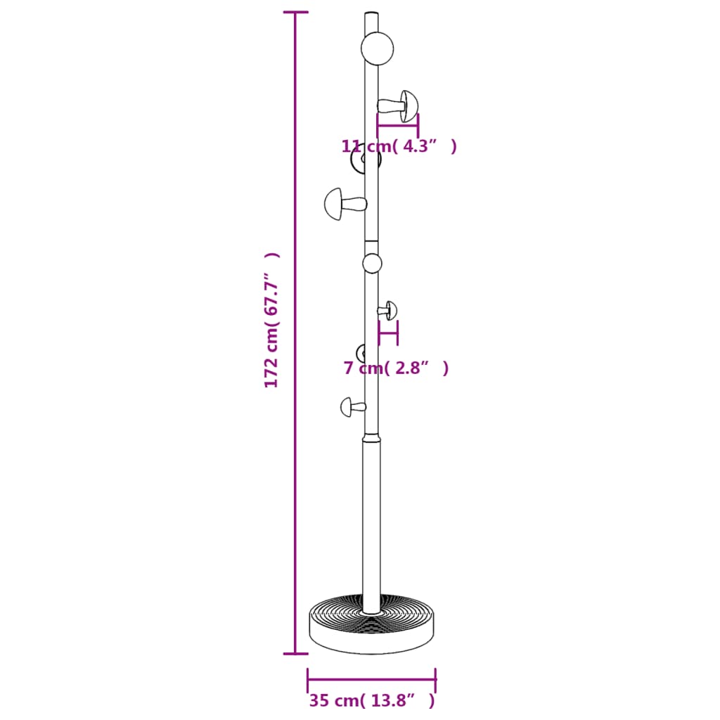 Stumtjener 172 Cm Pulverlakeret Jern - Billede 8