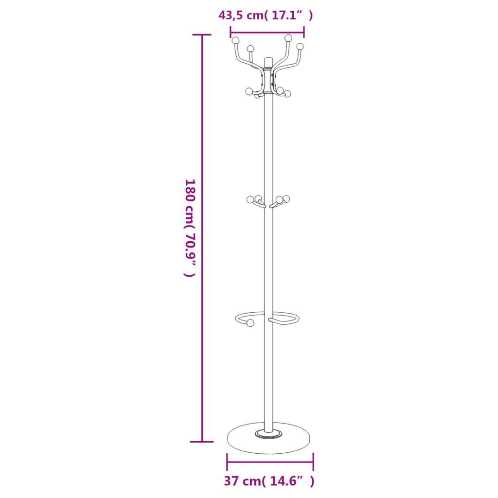 Stumtjener Med Paraplyholder 180 Cm Pulverlakeret Jern - Billede 8