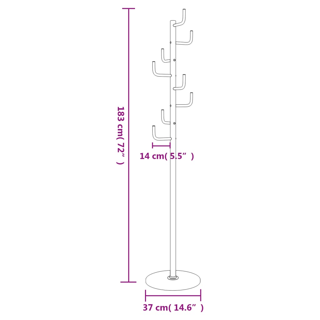 Stumtjener 183 Cm Pulverlakeret Jern - Billede 8