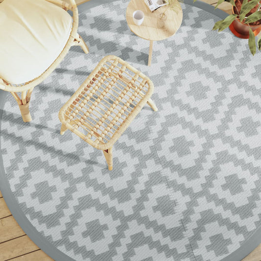 Udendørs Gulvtæppe Arakil Ø200 Cm Pp Grå Hvid Og Lysegrå
