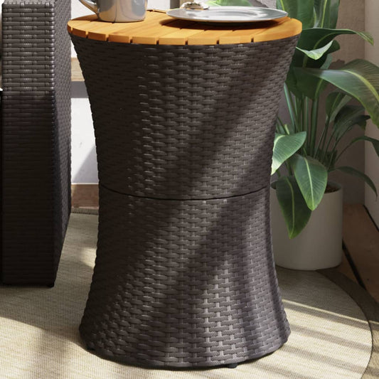 Sidebord Trommeformet Polyrattan Og Massivt Træ