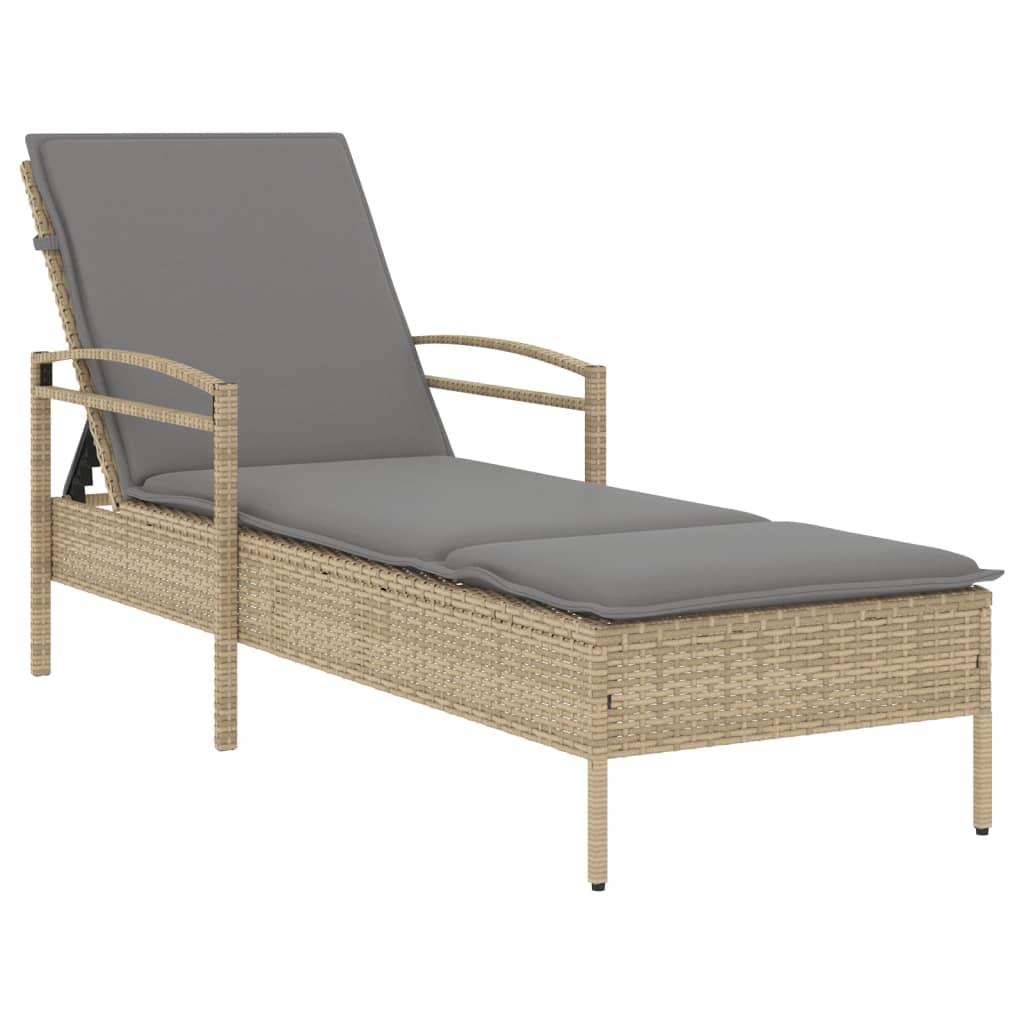 Liggestol Med Hynde 63x200x81 Cm Polyrattan - Billede 2