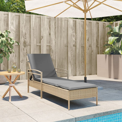 Liggestol Med Hynde 63x200x81 Cm Polyrattan - Billede 3