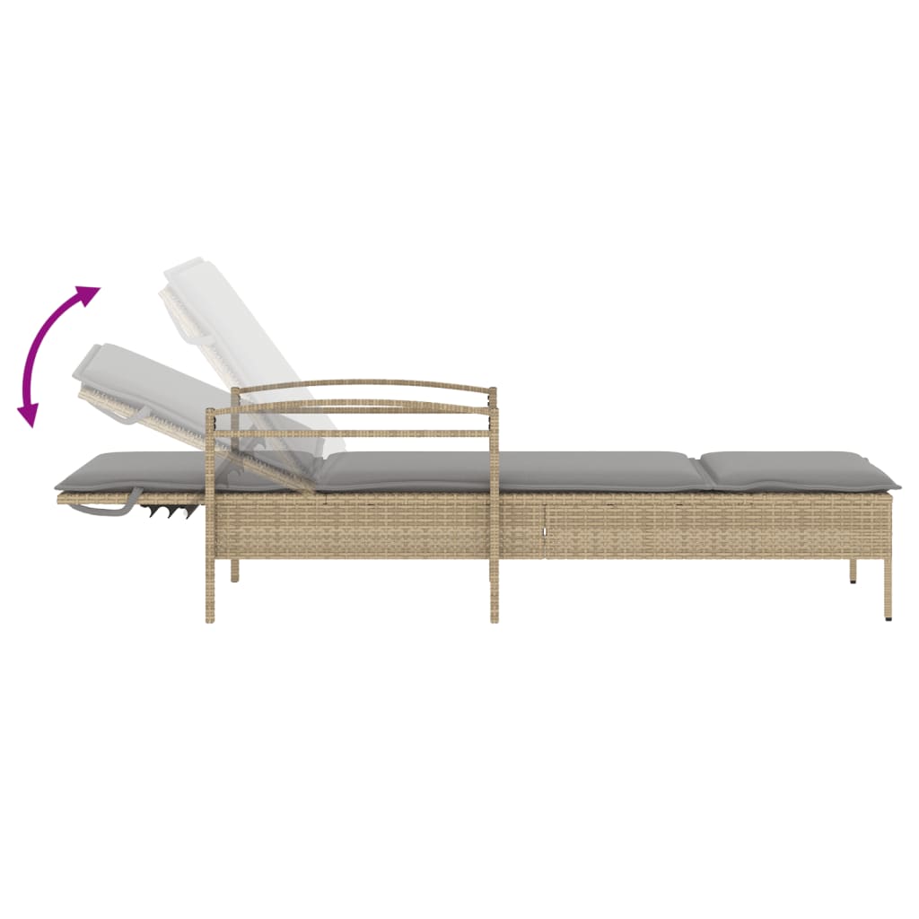 Liggestol Med Hynde 63x200x81 Cm Polyrattan - Billede 7