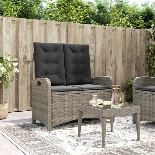 Havebænk Med Hynder Og Lænefunktion Polyrattan