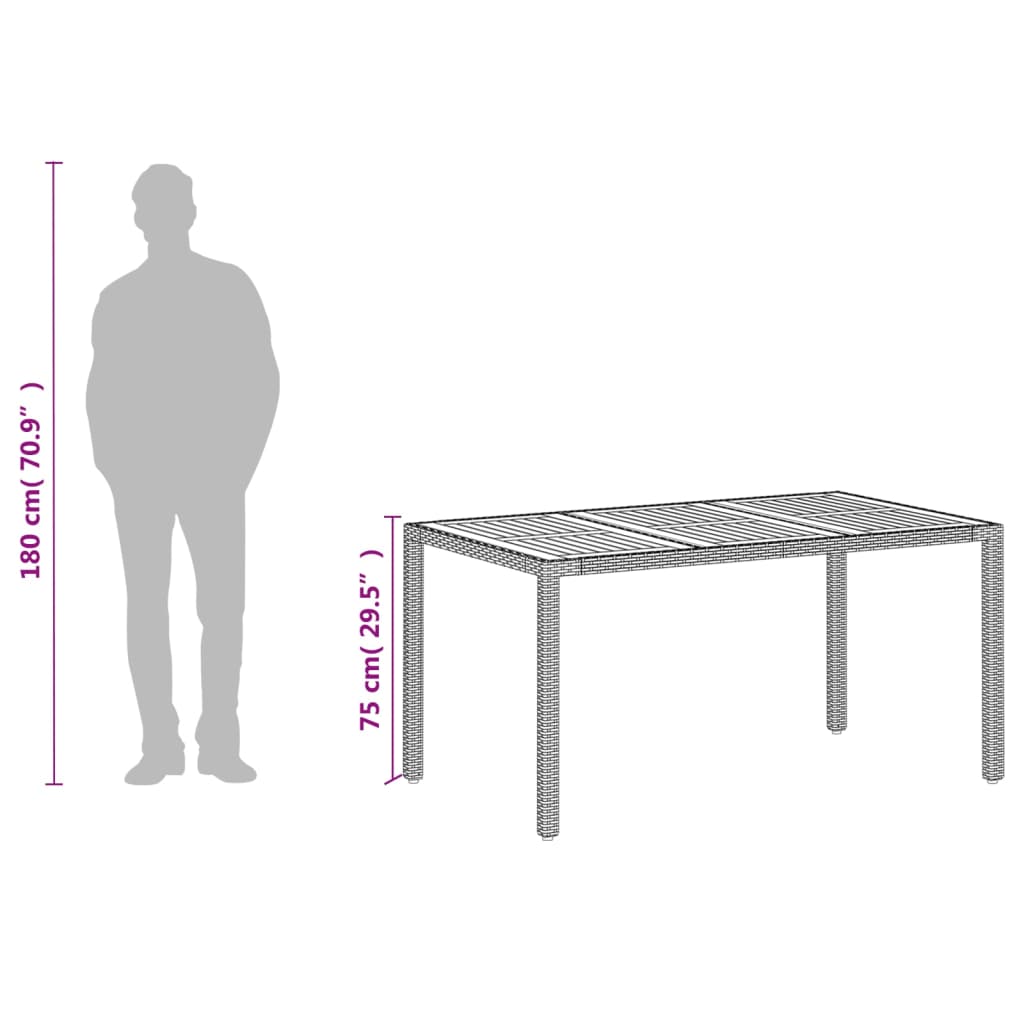 Havebord Polyrattan Og Massivt Akacietræ - Billede 12