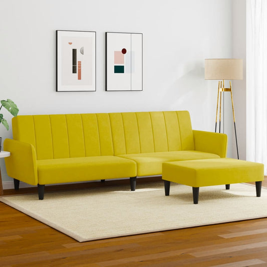 2-Personers Sovesofa Med Fodskammel Velour