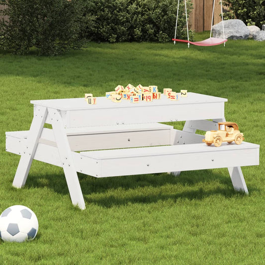 Picnicbord Med Sandkasse Til Børn Massivt Fyrretræ
