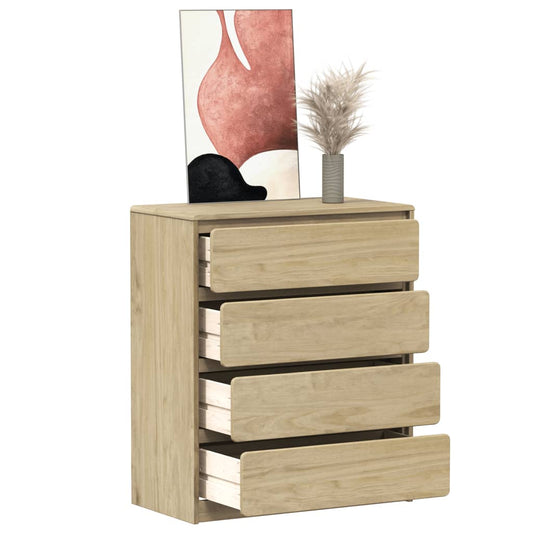 Kommode Sauda 76,5X39X91 Cm Massivt Fyrretræ Egetræsfarve
