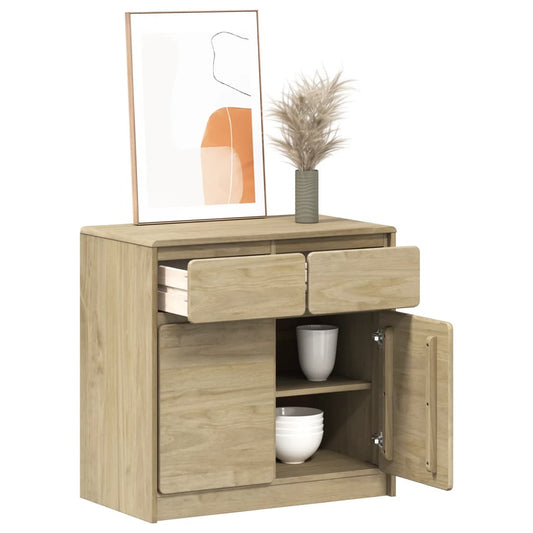 Skænk Sauda 80X43X75,5 Cm Massivt Fyrretræ Egetræsfarvet Mørkebrun