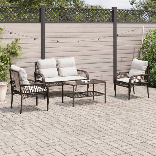 Sofasæt Til Haven 4 Dele Med Hynder Polyrattan Brun