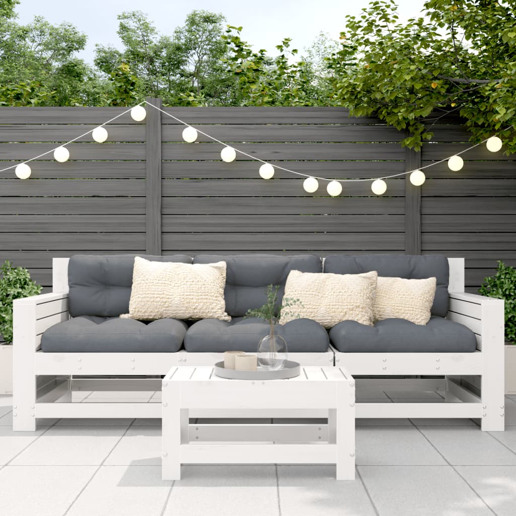 Haveskammel 62x30x52 Cm Massivt Fyrretræ Hvid - Billede 3