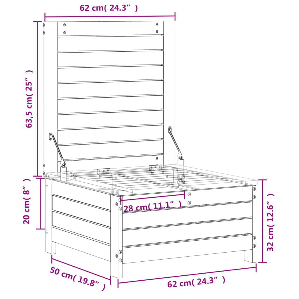 Haveskammel 62x63,5x32 Cm Massivt Douglasgran - Billede 10
