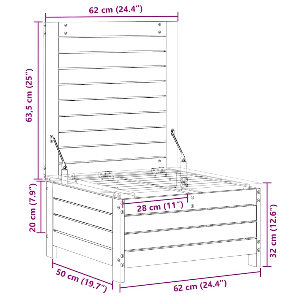 Haveskammel 62x63,5x32 Cm Imprægneret Fyrretræ - Billede 10