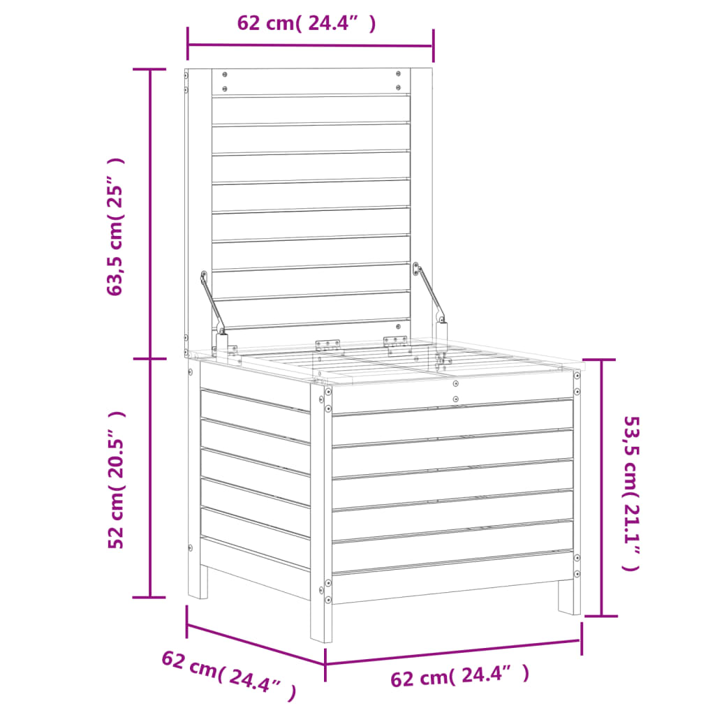 Haveskammel 62x63,5x53,5 Cm Massivt Fyrretræ