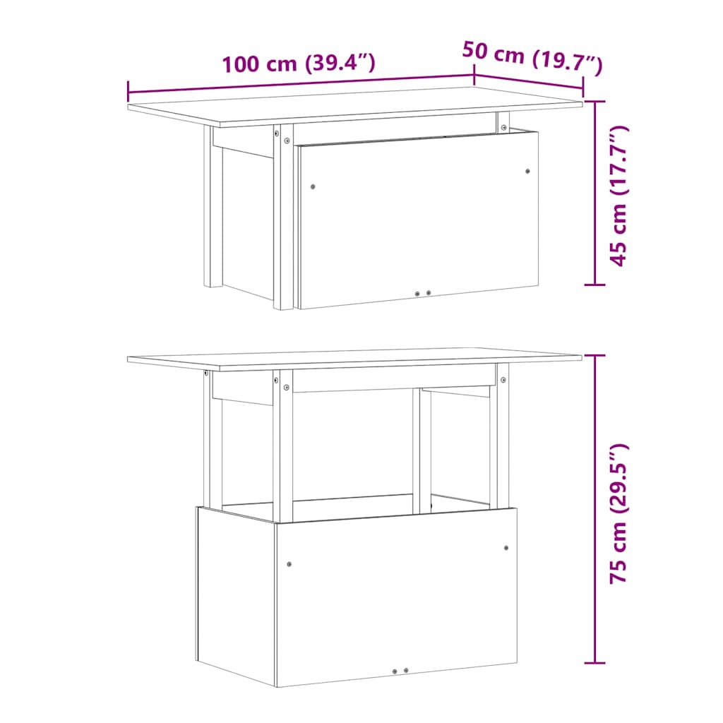 Havebord 100x50x75 Cm Massivt Fyrretræ