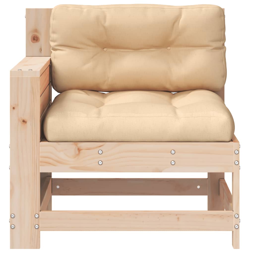 Hjørnesofa Med Sidebord Til Haven Med Hynde Massivt Fyrretræ