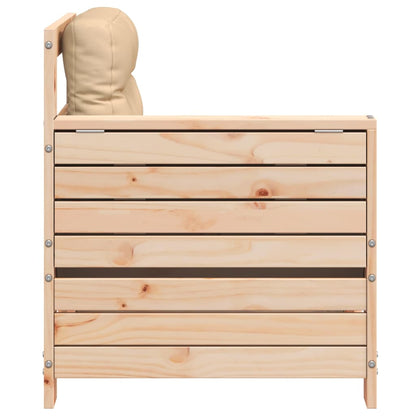 Hjørnesofa Med Sidebord Til Haven Med Hynde Massivt Fyrretræ