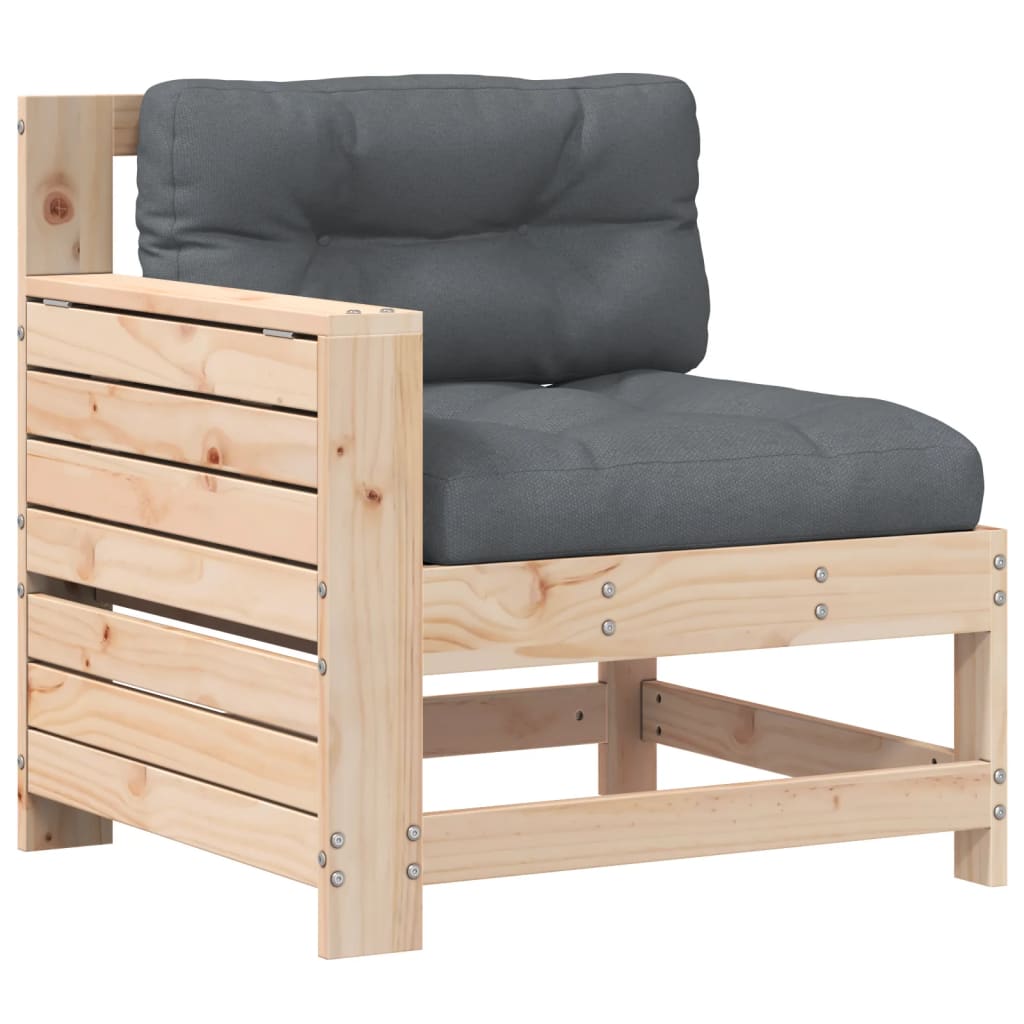 Hjørnesofa Med Sidebord Til Haven Med Hynde Massivt Fyrretræ