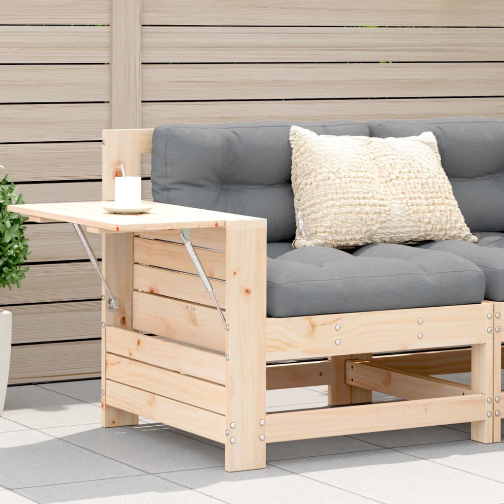 Hjørnesofa Med Sidebord Til Haven Med Hynde Massivt Fyrretræ