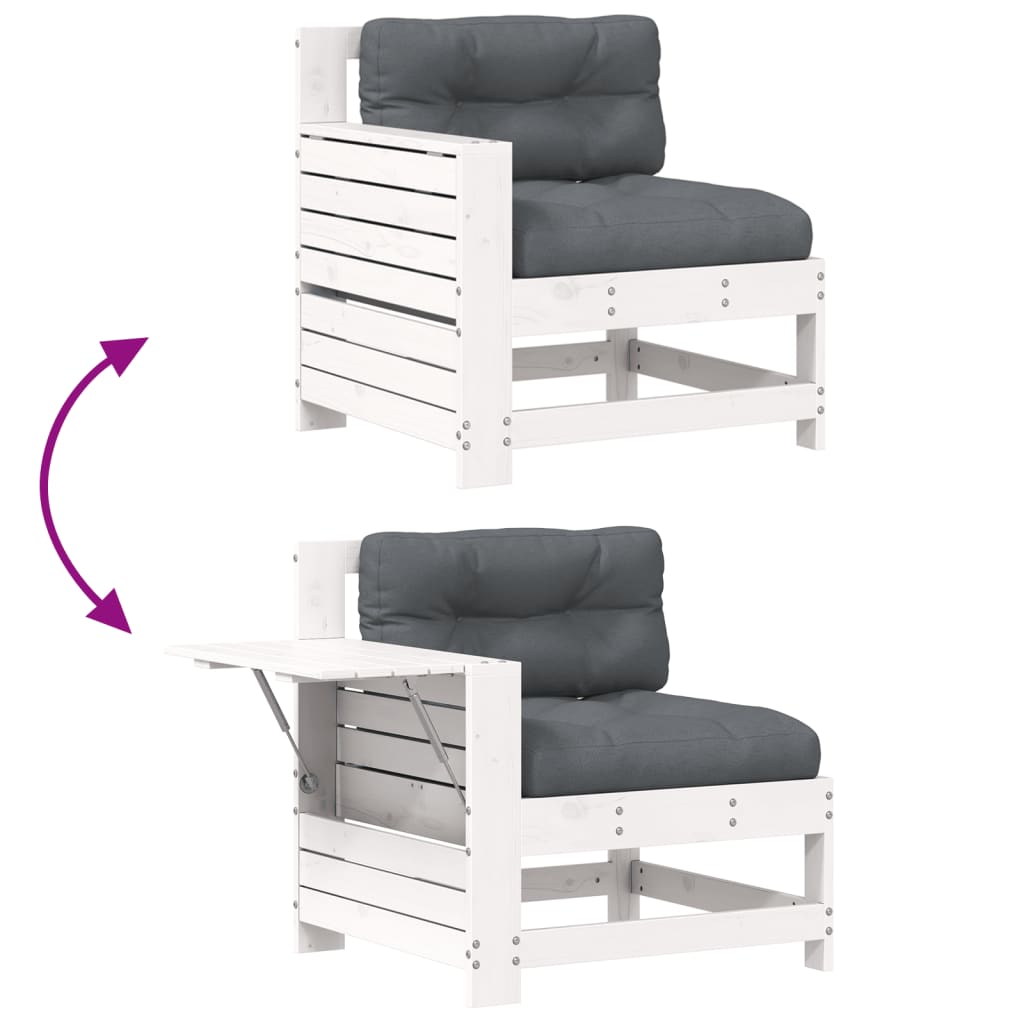 Hjørnesofa Med Sidebord Til Haven Med Hynde Massivt Fyrretræ