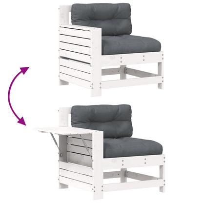 Hjørnesofa Med Sidebord Til Haven Med Hynde Massivt Fyrretræ